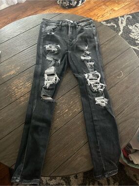 Velvet Distressed Black Ripped Skinny Jeans